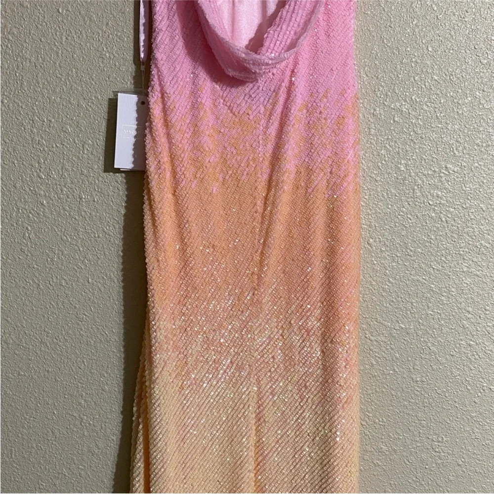 SOLD Mac Duggal 5763 Sunset Ombre Pink Sequin Open Back Maxi Gown Dress Size 8 - Picture 13 of 16